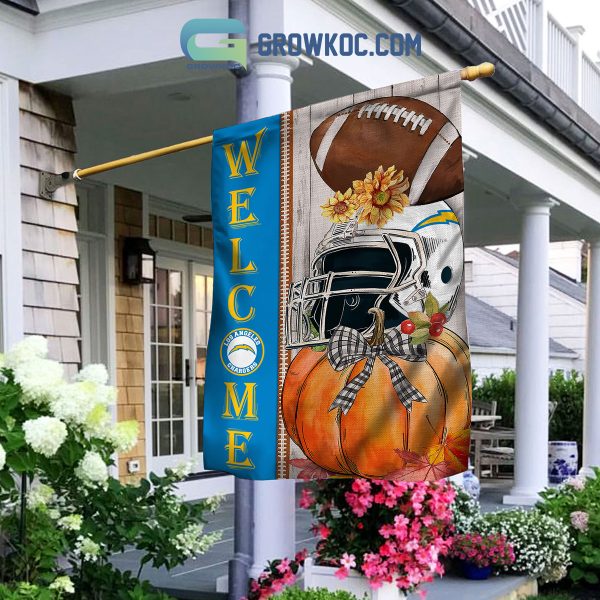 Los Angeles Chargers NFL Welcome Fall Pumpkin Personalized House Garden Flag