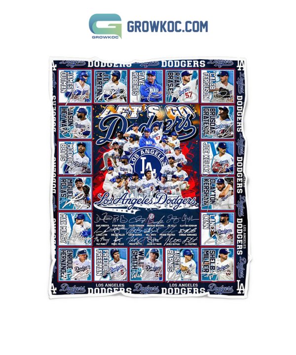 Los Angeles Dodgers Let’s Go Dodgers Fleece Blanket Quilt