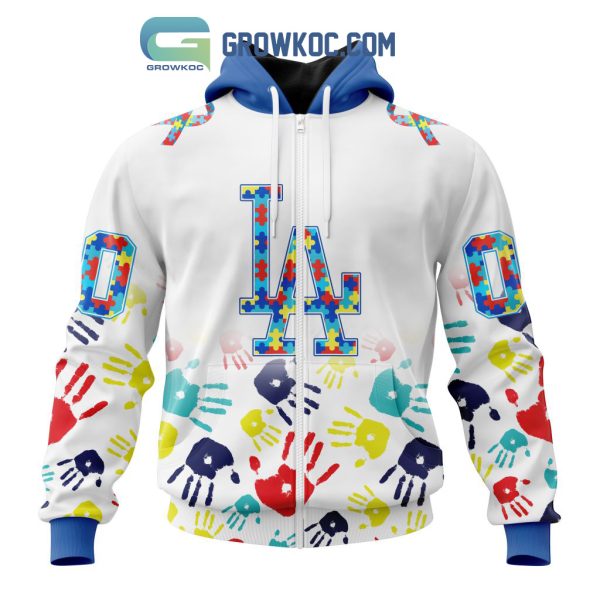 Los Angeles Dodgers MLB Autism Awareness Hand Design Personalized Hoodie T Shirt