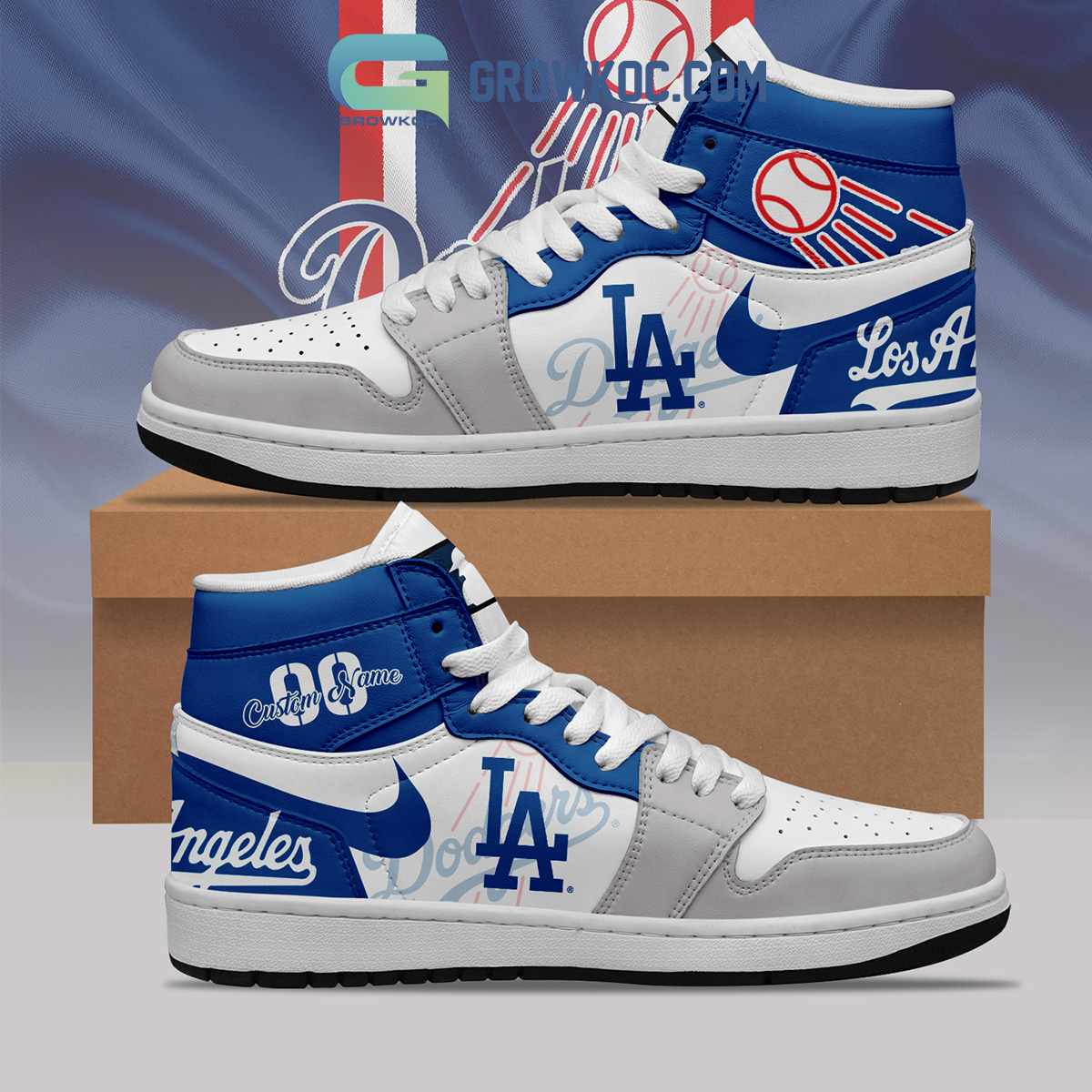Los Angeles Dodgers MLB Personalized Air Jordan 1 Shoes - Growkoc