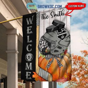 Los Angeles Kings NHL Welcome Fall Pumpkin Personalized House Garden Flag