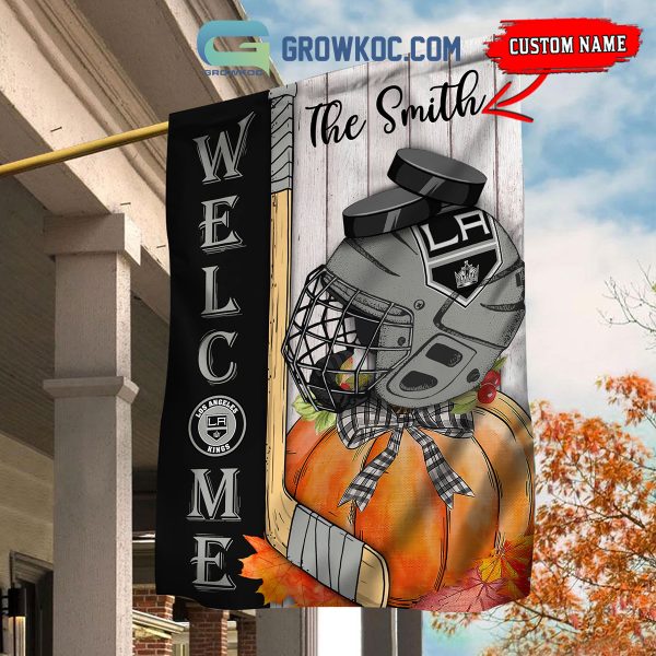 Los Angeles Kings NHL Welcome Fall Pumpkin Personalized House Garden Flag