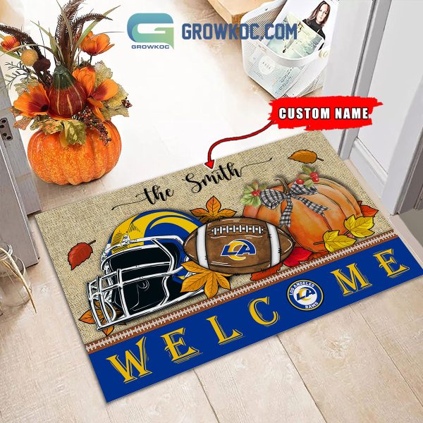 Los Angeles Rams NFL Welcome Fall Pumpkin Personalized Doormat