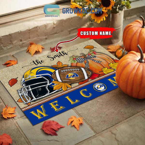Los Angeles Rams NFL Welcome Fall Pumpkin Personalized Doormat
