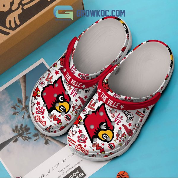 Louisville Cardinals NCAA Peace Love Cards Clogs Crocs