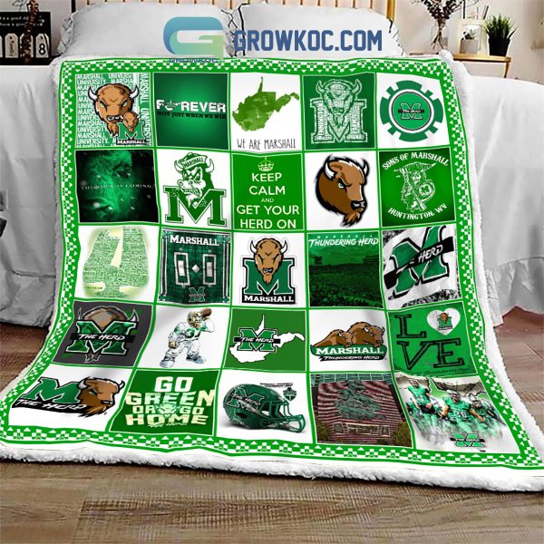 MARSHALL THUNDERING HERD NCAA Collection Design Fleece Blanket Quilt