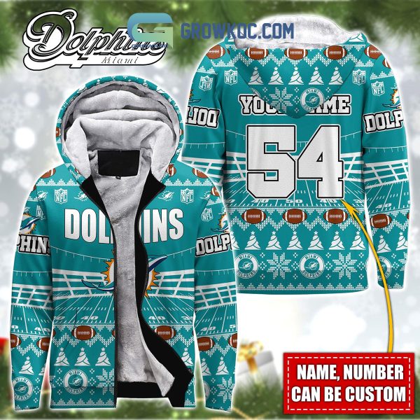 Miami Dolphins NFL Christmas Personalized Hoodie Zipper Fleece Jacket