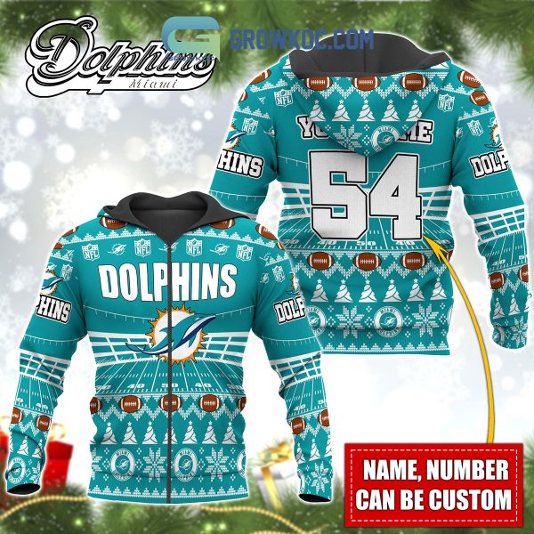 Miami Dolphins NFL Christmas Personalized Hoodie Zipper Fleece Jacket