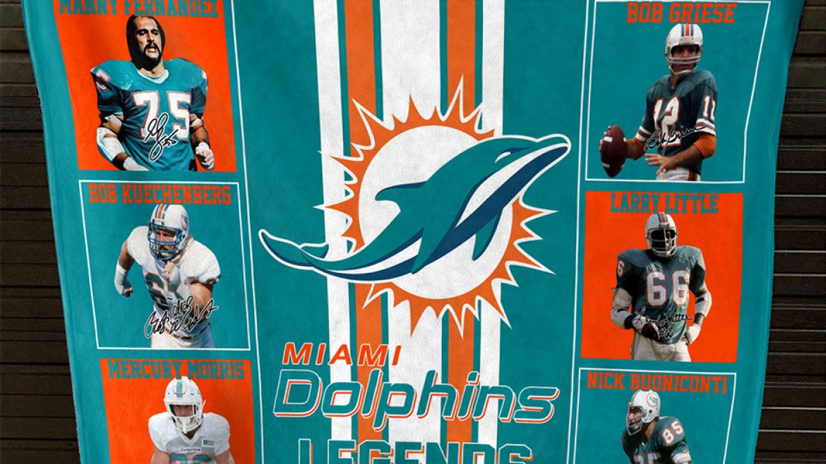 Miami Dolphins NFL Legends In History Fleece Blanket Quilt - Growkoc