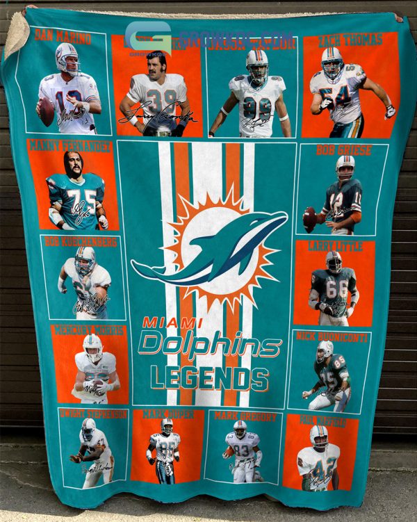 Miami Dolphins NFL Legends In History Fleece Blanket Quilt