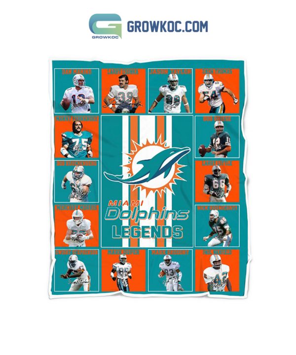 Miami Dolphins NFL Legends In History Fleece Blanket Quilt