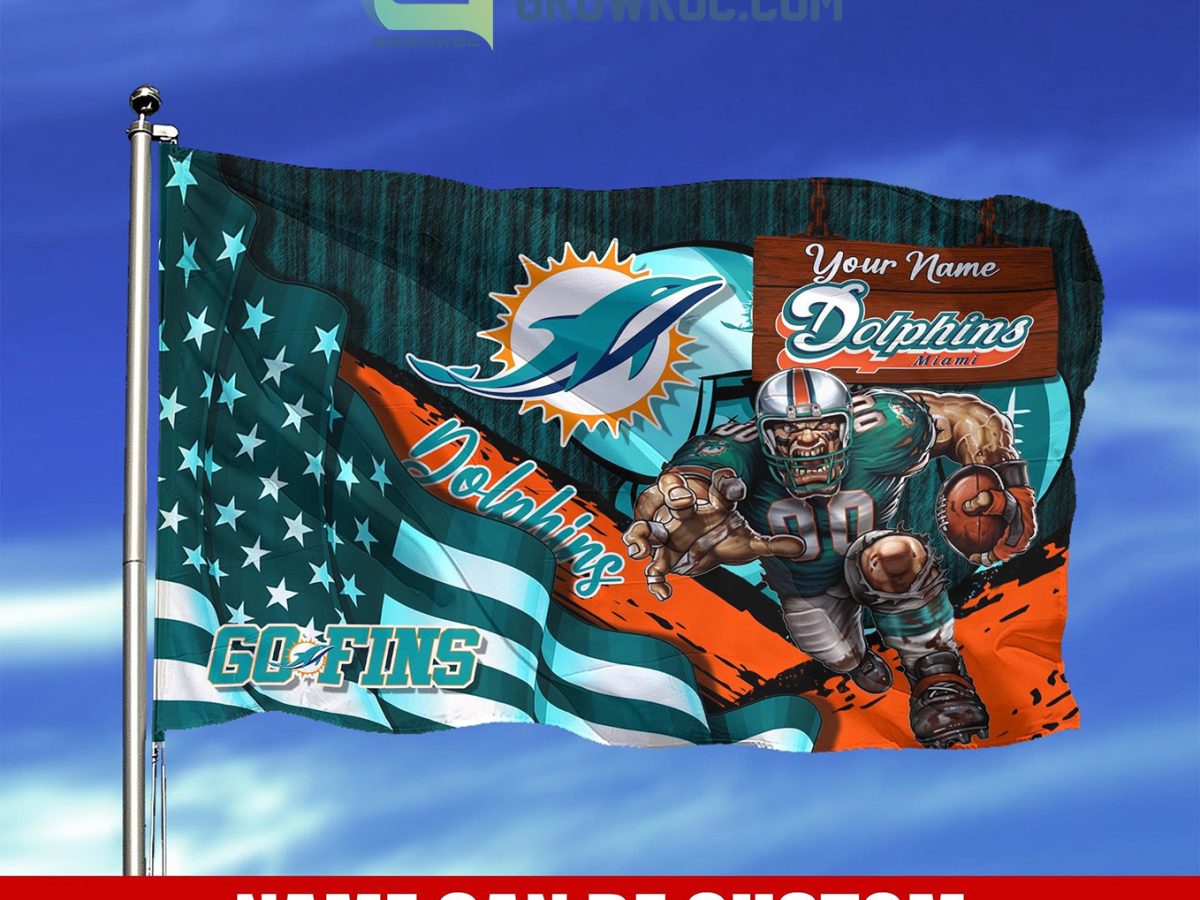 Miami Dolphins NFL Mascot Slogan American House Garden Flag