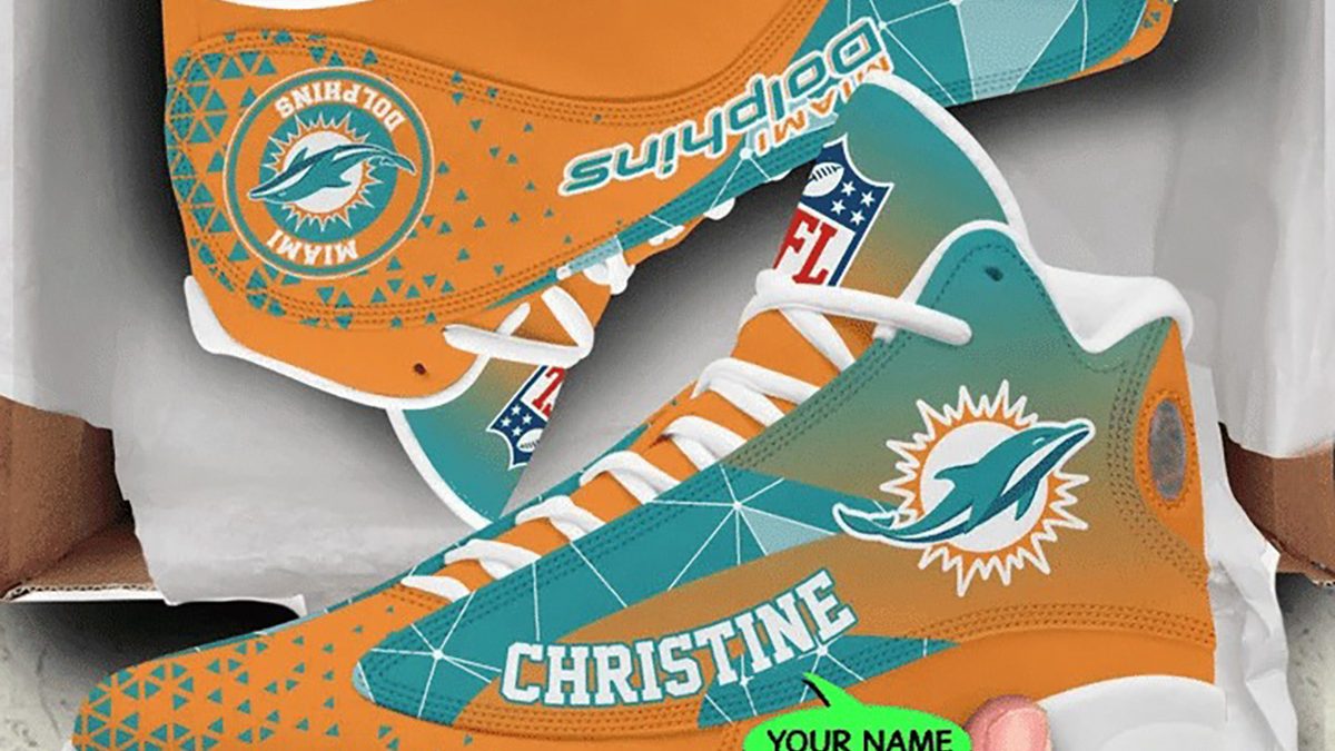 NFL Miami Dolphins Custom Name Aqua Black Air Jordan 13 Shoes –