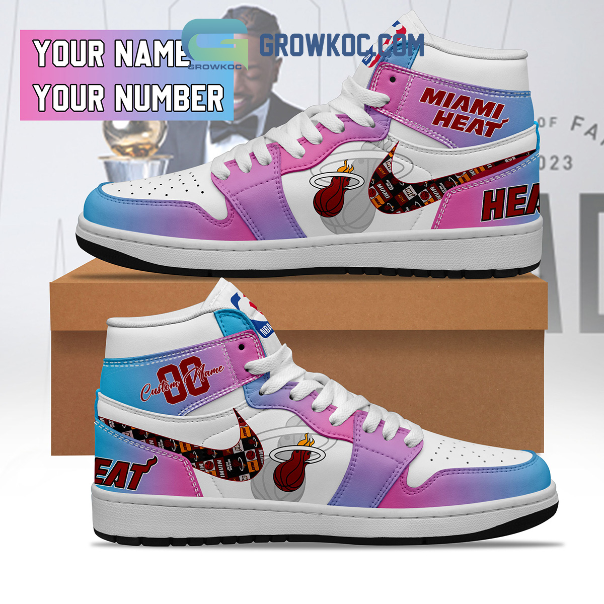 Miami Heat NBA Personalized Air Jordan 1 Shoes - Growkoc