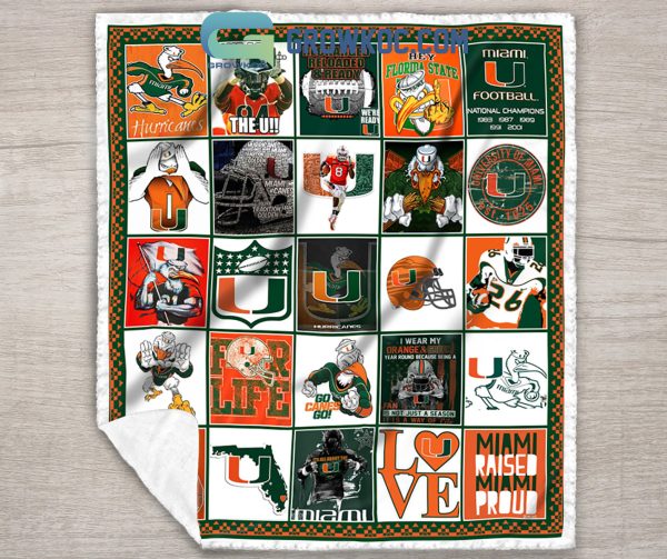 Miami Hurricanes NCAA Collection Design Fleece Blanket Quilt