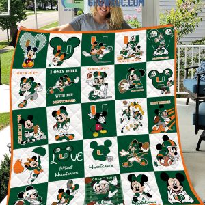 Miami Hurricanes NCAA Mickey Disney Fleece Blanket Quilt