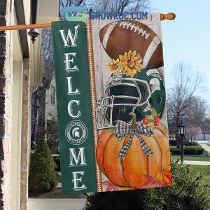 Michigan State Spartans NCAA Welcome Fall Pumpkin House Garden Flag