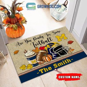 Michigan Wolverines NCAA Fall Pumpkin Are You Ready For Some Football Personalized Doormat