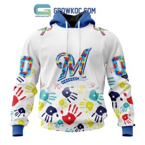 Milwaukee Brewers MLB Autism Awareness Hand Design Personalized Hoodie T Shirt