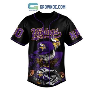 Minnesota Fear The Vikings Jack Skellington Halloween Personalized Baseball Jersey