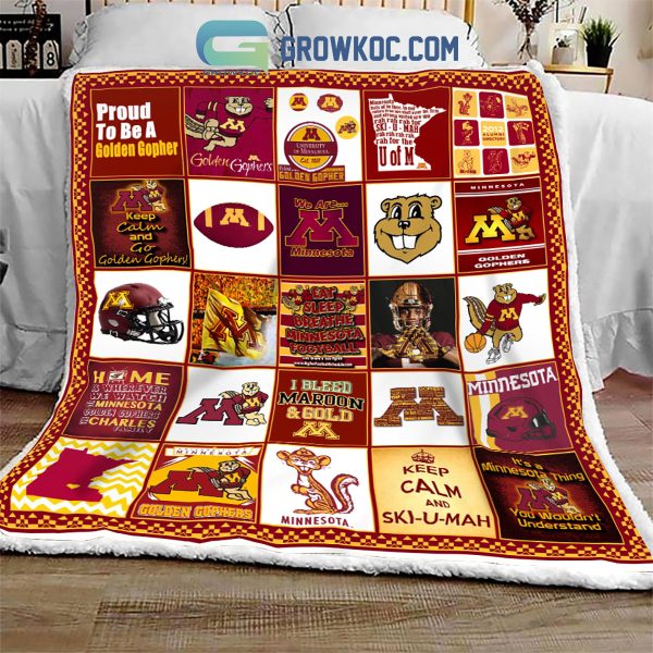 Minnesota Golden Gophers Football NCAA Collection Design Fleece Blanket Quilt