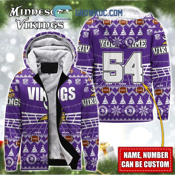 Minnesota Vikings NFL Christmas Personalized Hoodie Zipper Fleece Jacket