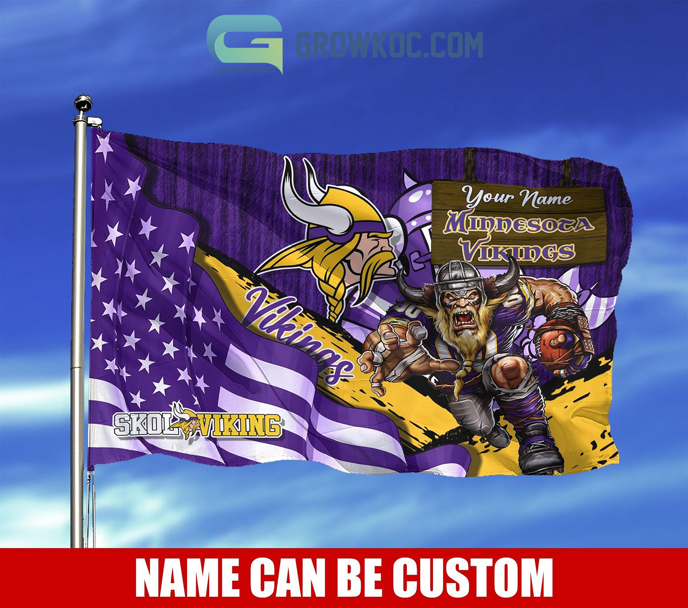 Minnesota Vikings NFL Mascot Slogan American House Garden Flag - Growkoc