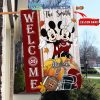 Michigan Wolverines NCAA Disney Mickey Minnie Welcome Fall Pumpkin Personalized House Garden Flag