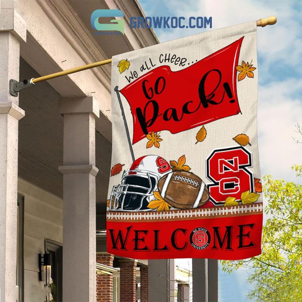 NC State Wolfpack NCAA Welcome We All Cheer Go Pack House Garden Flag