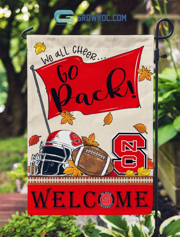 NC State Wolfpack NCAA Welcome We All Cheer Go Pack House Garden Flag