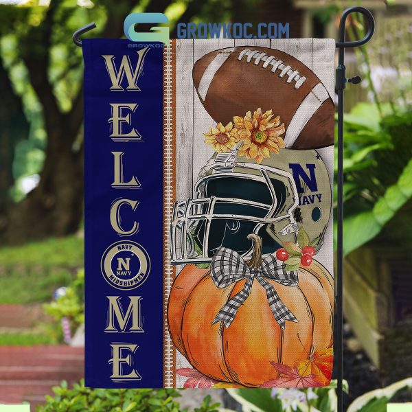 Navy Midshipmen NCAA Welcome Fall Pumpkin House Garden Flag