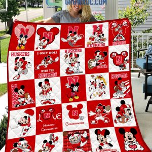 Nebraska Cornhuskers NCAA Mickey Disney Fleece Blanket Quilt