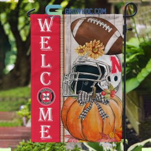Nebraska Cornhuskers NCAA Welcome Fall Pumpkin House Garden Flag