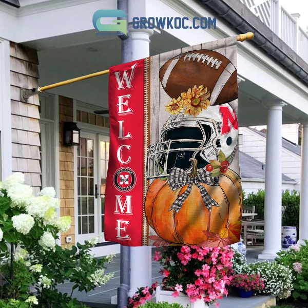 Nebraska Cornhuskers NCAA Welcome Fall Pumpkin House Garden Flag