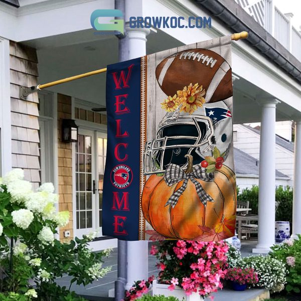 New England Patriots NFL Welcome Fall Pumpkin Personalized House Garden Flag