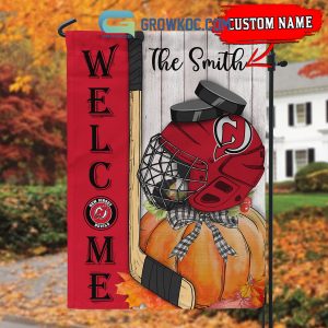 New Jersey Devils NHL Welcome Fall Pumpkin Personalized House Garden Flag