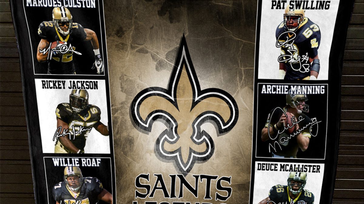 New Orleans Saints NFL Legends In History Fleece Blanket Quilt - Growkoc