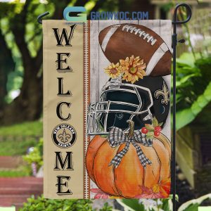 New Orleans Saints NFL Welcome Fall Pumpkin Personalized House Garden Flag