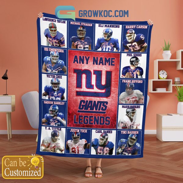 New York Giants NFL Legends In History Personalized Fleece Blanket Quilt