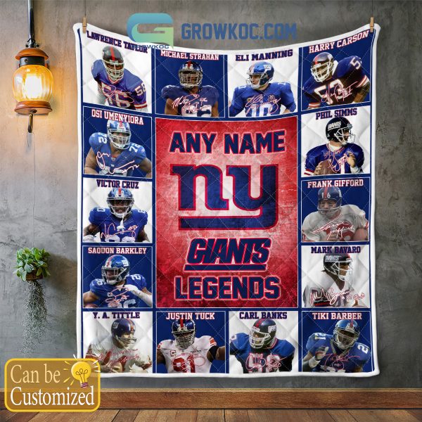New York Giants NFL Legends In History Personalized Fleece Blanket Quilt