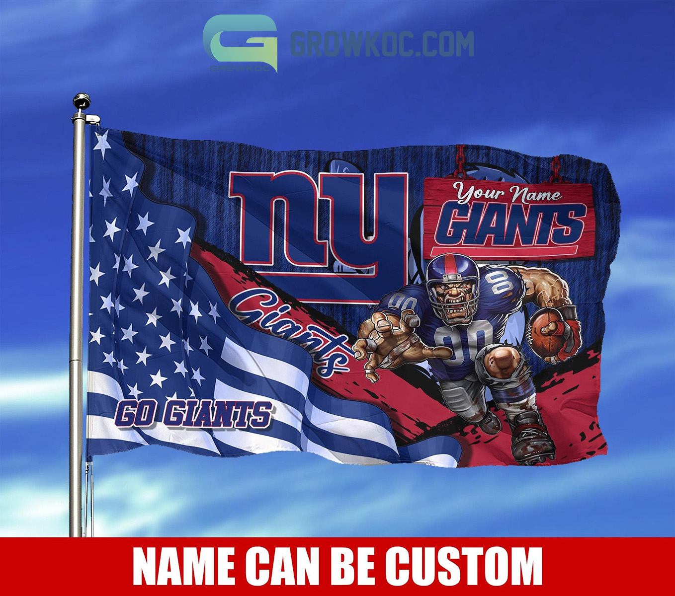 New York Giants NFL Mascot Slogan American House Garden Flag - Growkoc
