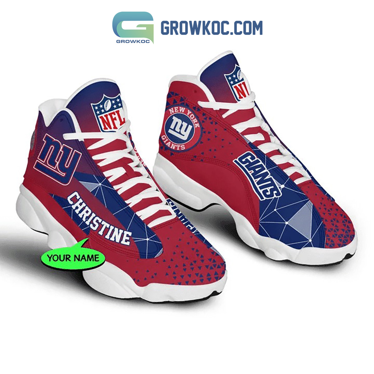 New York Giants NFL Personalized Air Jordan 13 Sport Shoes - Growkoc