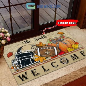 New York Giants NFL Welcome Fall Pumpkin Personalized Doormat