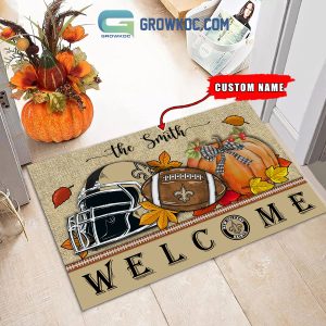 New York Giants NFL Welcome Fall Pumpkin Personalized Doormat