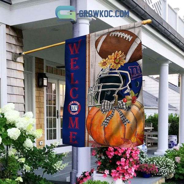 New York Giants NFL Welcome Fall Pumpkin Personalized House Garden Flag