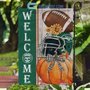 New York Jets NFL Welcome Fall Pumpkin Personalized House Garden Flag