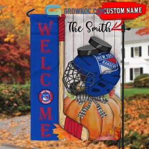 New York Rangers NHL Welcome Fall Pumpkin Personalized House Garden Flag