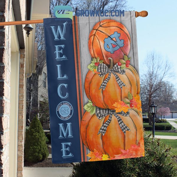 North Carolina Tar Heels NCAA Basketball Welcome Fall Pumpkin House Garden Flag