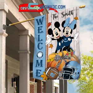 North Carolina Tar Heels NCAA Disney Mickey Minnie Welcome Fall Pumpkin Personalized House Garden Flag