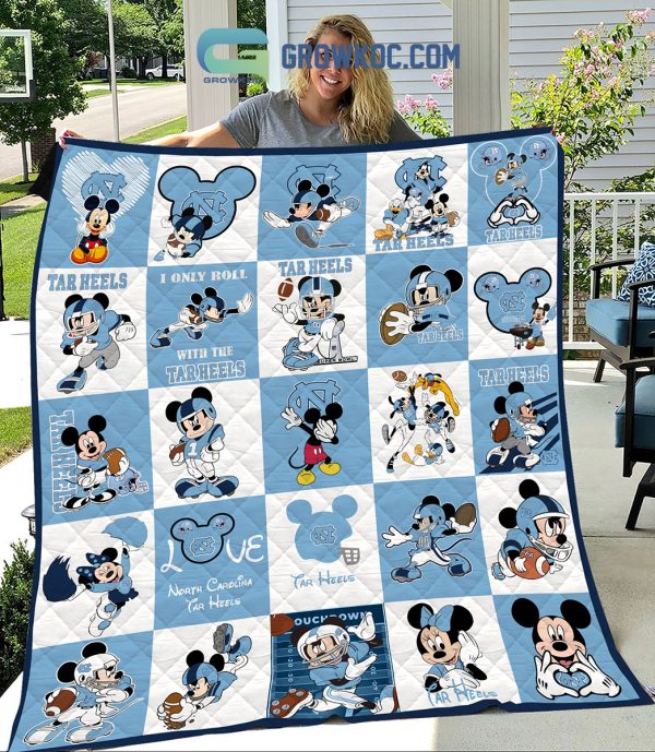 North Carolina Tar Heels NCAA Mickey Disney Fleece Blanket Quilt